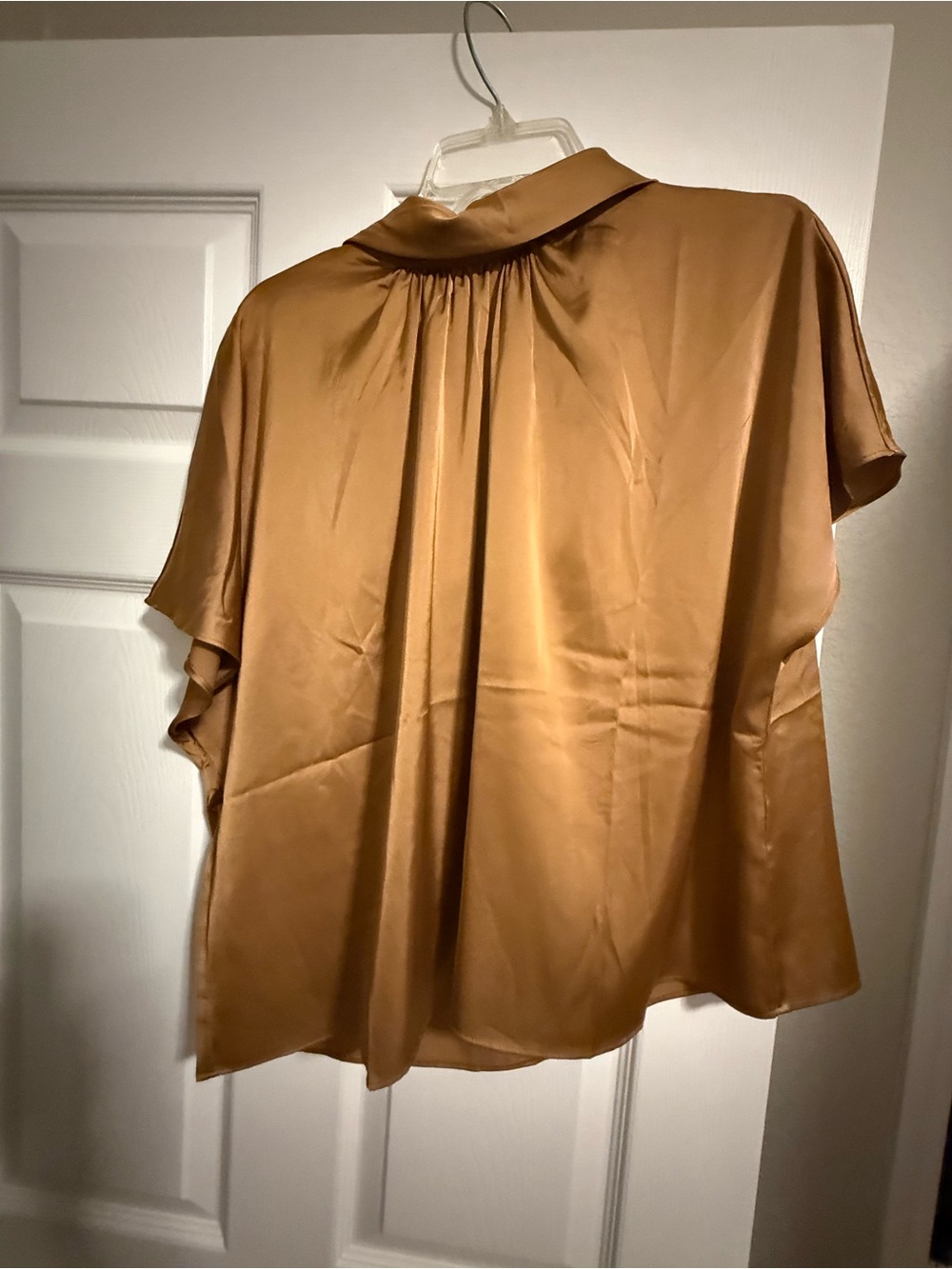 Banana Republic Satin Short-Sleeve Blouse in Caramel